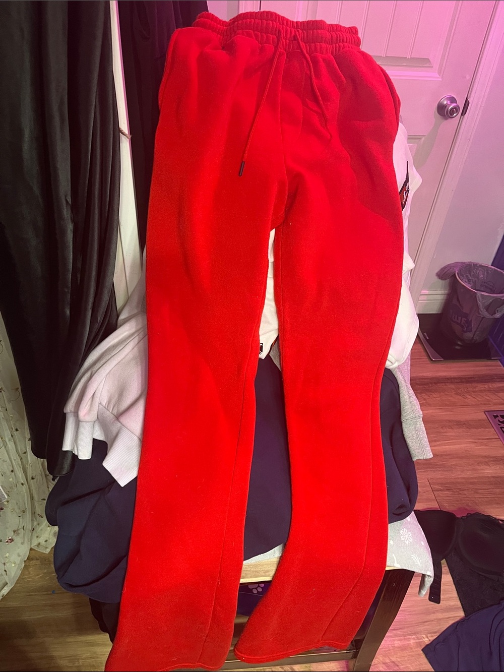 Men's Red Fleece Jogger Sweatpants - Pull-On Casual Pants